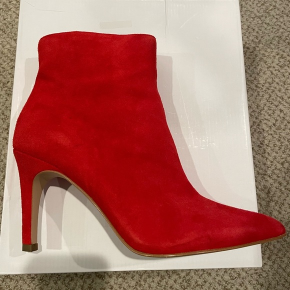 Leith Macee Holiday Red Suede Leather Boots Booties Heels Size 9 - Picture 10 of 12